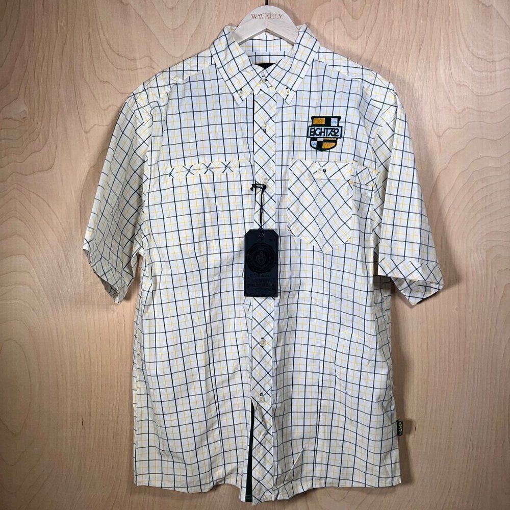 Eight‎ 732 (8732) White / Blue / Yellow Striped Style SS Button Down Men's XL